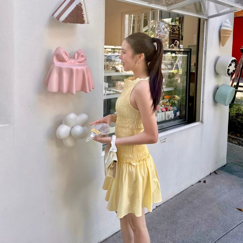 3pcs.basket Soufflé Dress เดรสสั้น รูปที่ 6