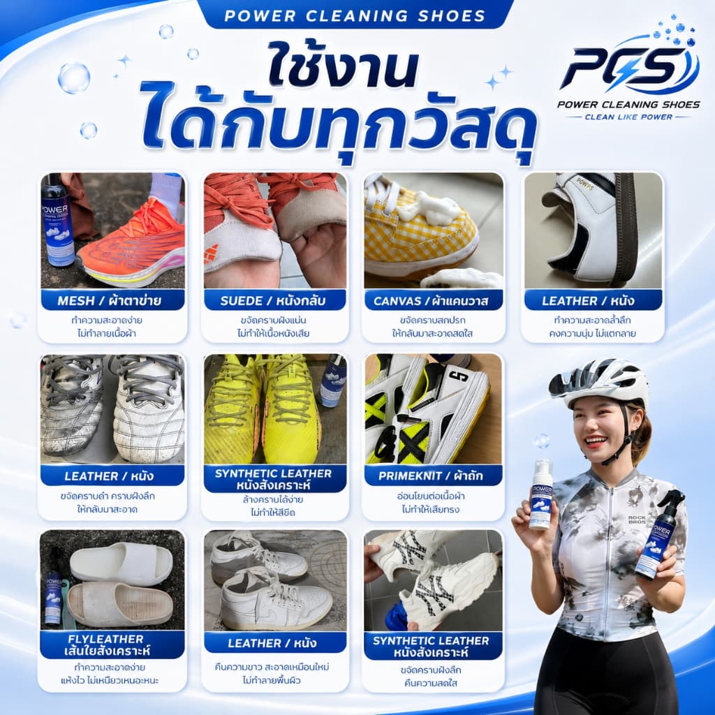 Power cleaning shoes น้ำยาทำความสะอาดรองเท้า ชุดสุดคุ้มพร้อมขัด สูตรเข้มข้น ขัดคราบฝั่งแน่น ใช้ได้ทุกรองเท้า รูปที่ 6