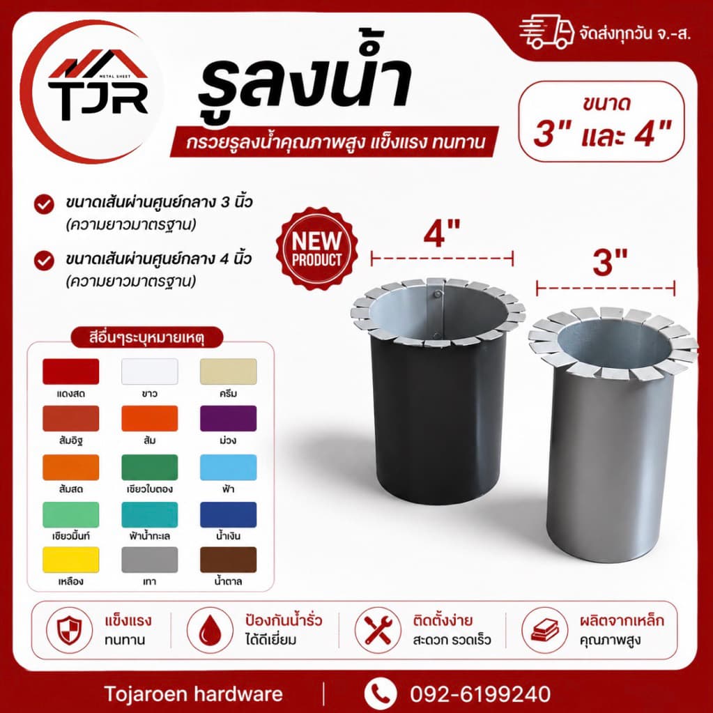 อุปกรณ์รางน้ำกรวยรางน้ำเมทัลชีท ข้อต่อรางน้ำฝน ขนาดมาตรฐาน3",4" รูปที่ 4