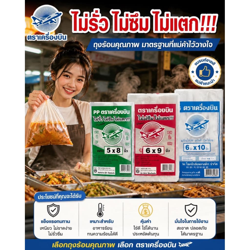 ถุงร้อน PP ตราเครื่อบิน ขนาด 3x5-30x50 บรรจุ 10 แพค รูปที่ 2