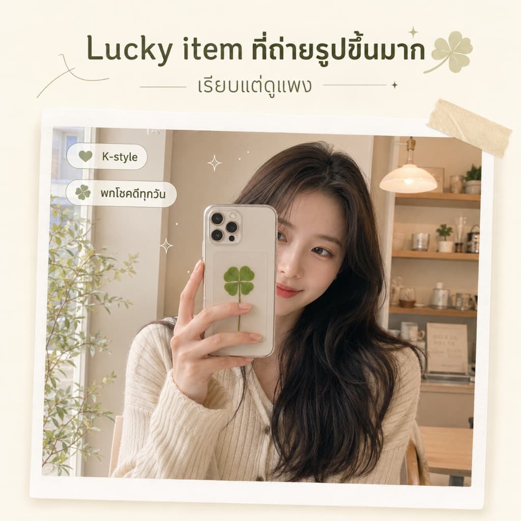 ใบโคลเวอร์ 4 แฉก เครื่องรางนำโชค ใบโคลเวอร์เสริมดวง ความรัก/โชคลาภ ใส่หลังเคสมือ รูปที่ 3