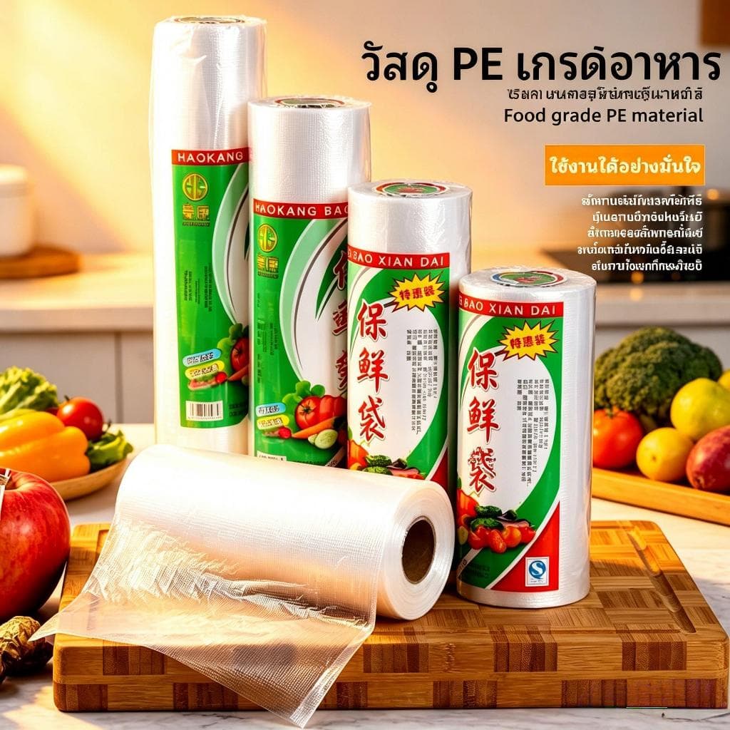 ถุงเก็บอาหาร แบบใช้แล้วทิ้ง ถุงร้อน ใส ใส่อาหารได้ คุณภาพดี ถูกที่ส PE% รูปที่ 1