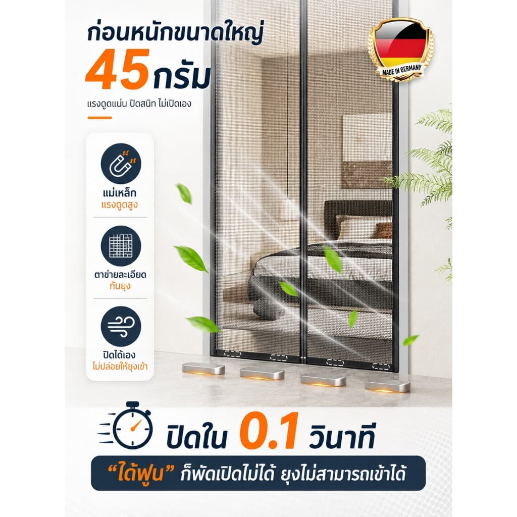 ตาข่ายเพชร ม่านประตูกันยุง มุ้งลวดประตู 80*200 ม่านกันยุงประตู ม่านกันยุงปรตู ม่านประตูกันยุง ม่านกันยุง มุ้งกันยุง รูปที่ 8