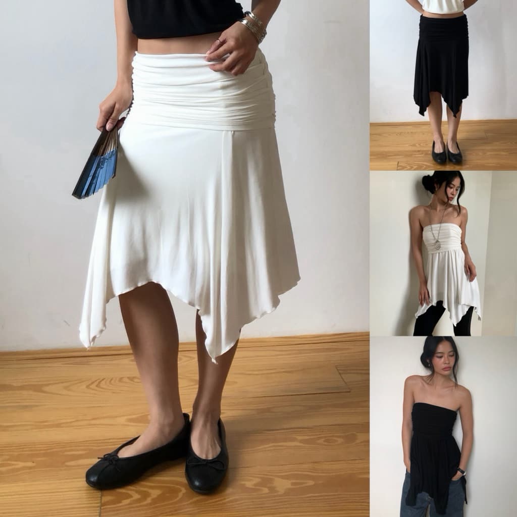 BEMYCHIC กระโปรงพับเอว สามารถดึงมาเป็นเสื้อได้ รุ่นDiana Multiway Top รูปที่ 1