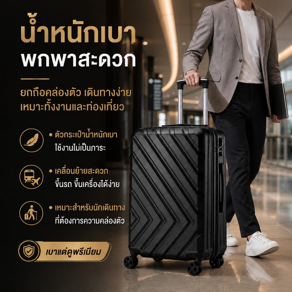 กระเป๋าเป้สะพา 20 นิ้ว กระเป๋าลาก 24นิ้ว วัสดุ ABS+PCย้อน น้ำหนักเบา กระเป๋าล้อลาก luggage 360 องศา ทนสุดๆ รูปที่ 2