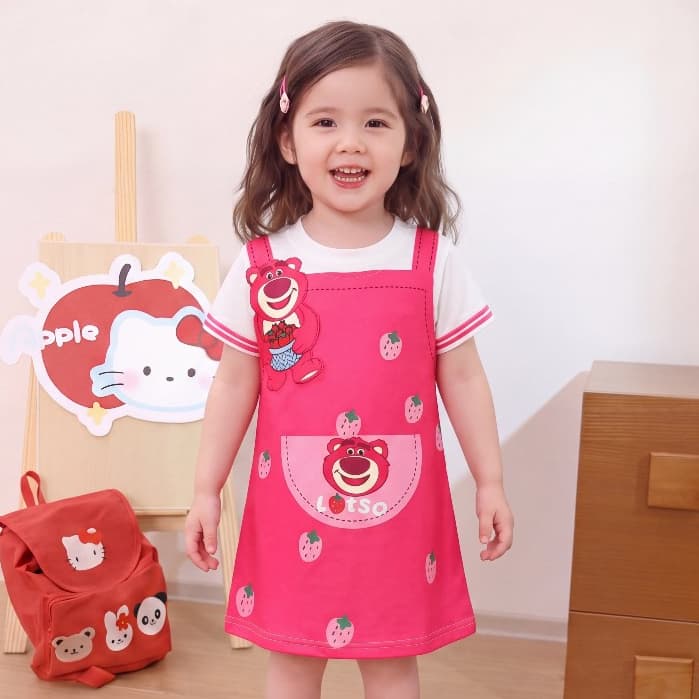 Mikyolike 1-9 ปี สไตล์เกาหลี ชุดเจ้าหญิงสีชมพูเด็ก ผ้าลายน่ารัก านุ่มใสสบายฯ ชุดออกงานเด็กผู้หญิงสีแดง รูปที่ 7