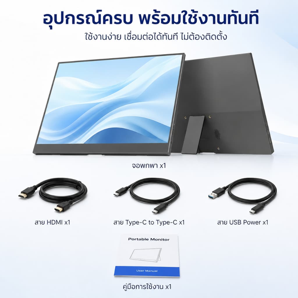 จอภาพแบบพกพา PORTABLE MONITOR 15.6นิ้ว 1080P IPS แบบพกพาลำโพงคู่ในตัวรองรับการใช้งานกับคอมพิวเตอร์แล็ปท็ เชื่อมต่อกับคอน รูปที่ 8