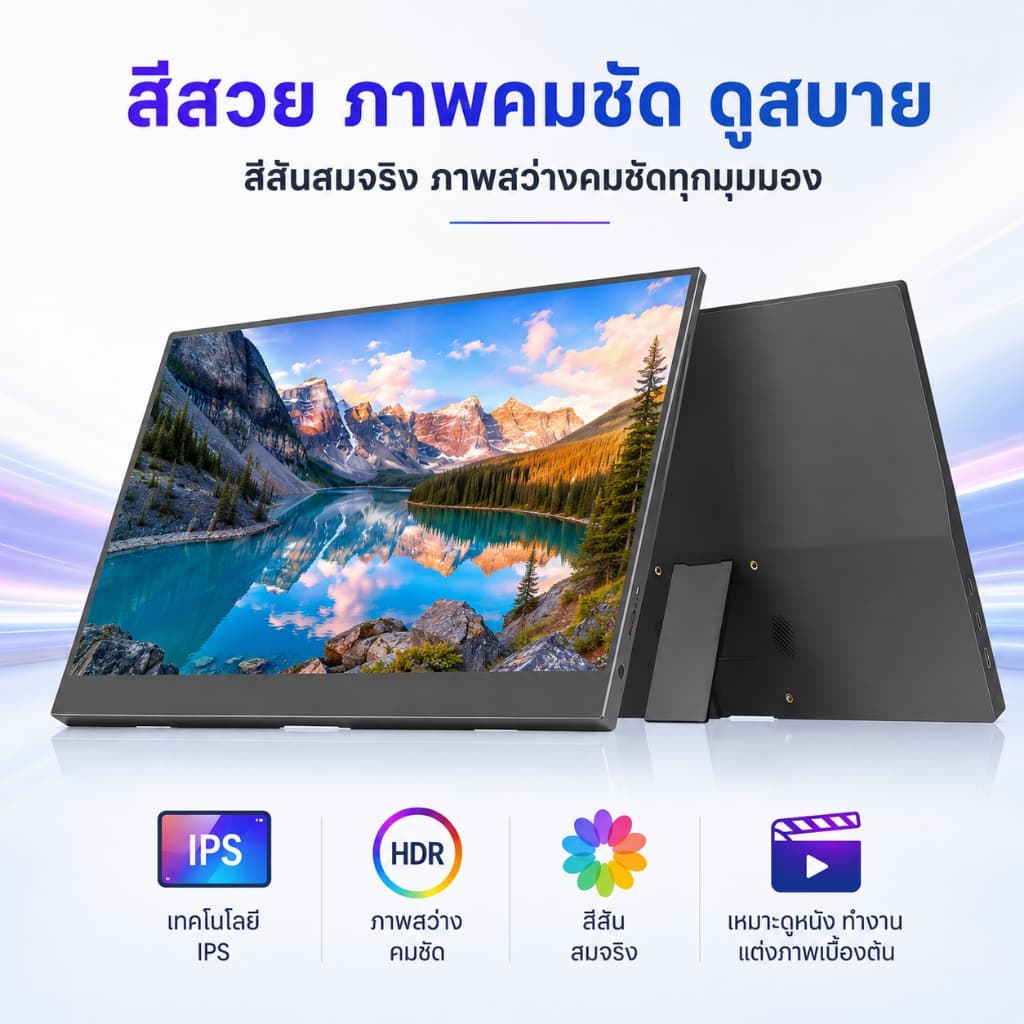 จอภาพแบบพกพา PORTABLE MONITOR 15.6นิ้ว 1080P IPS แบบพกพาลำโพงคู่ในตัวรองรับการใช้งานกับคอมพิวเตอร์แล็ปท็ เชื่อมต่อกับคอน รูปที่ 3