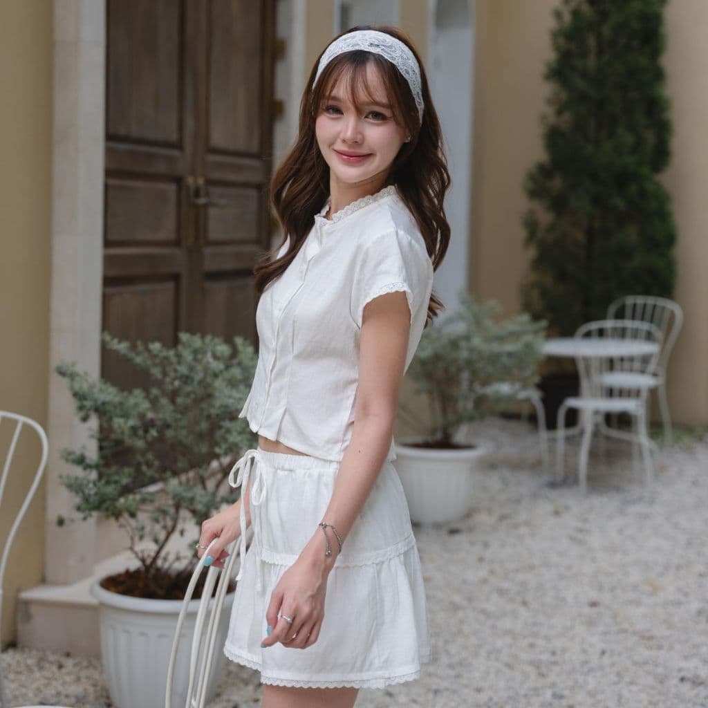 Annee ชุดเซ็ต 2 ชิ้น รุ่น Petal ( เสื้อ + กระโปรง มีซับในเป็นกางเกงอีกชั้น) รูปที่ 5