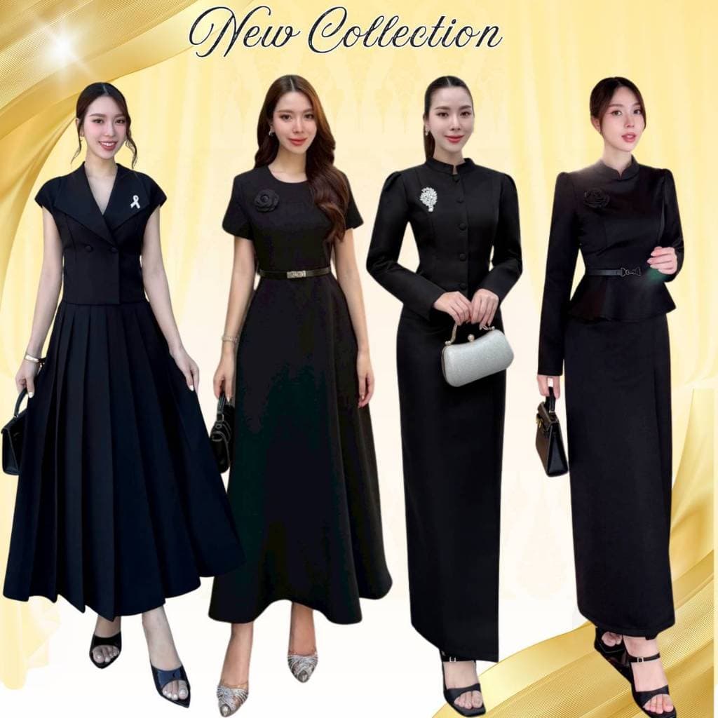 ALICIA ชุดไทยจิตรลดา เดรสดำ ชุดเซ็ตสีดำ ชุดสีดำสุภาพ CARDIGAN_NISTA รูปที่ 1