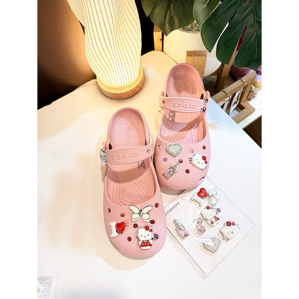 รองเท้าCrocs ทรงบัลเล่ต์ สีชมพู แท้เมคอินเวียดนาม ฟรีตัวติด!!! รูปที่ 1