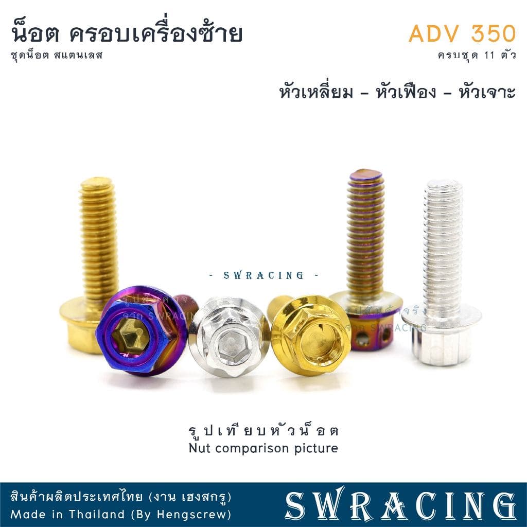 ADV350 ชุดน็อต น็อตสแตนเลส ฝาครอบเครื่องด้านซ้าย ADV350 ครบชุด 11 ตัว สแตนเลสแท้ ราคาขายต่อ 1 ชุด งานเฮงสกร รูปที่ 7