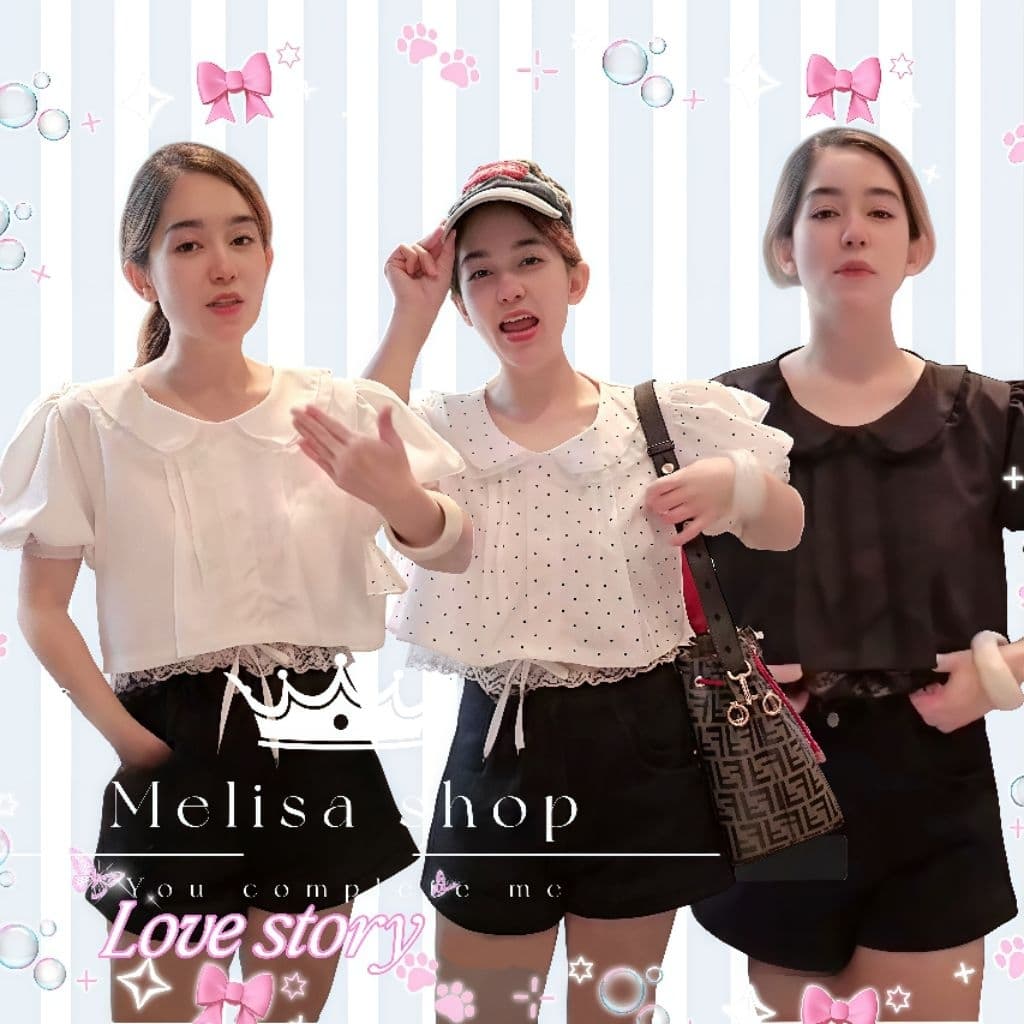 งานป้ายบน love story clothing เสื้อคอบัว เอวลอย เอวจั้มรูดปรับได้ รูปที่ 4