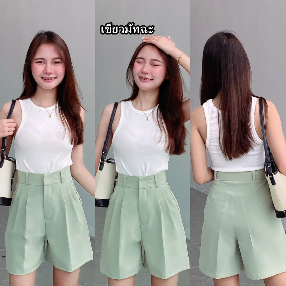 กางเกงขาสั้นสำหรับสาวสะโพกใหญ่ ยาว 17 นิ้ว ขอบเอวสูง 2 นิ้ว ช่วยเก็บหน้าท้อง รูปที่ 4