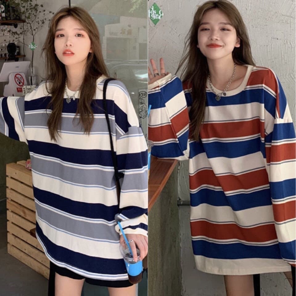 เสื้อยืดแขนยาวลายอิฐ เสื้อยืดแขนยาวลายวัว เสื้อยืดไซส์ใหญ่ผู้หญิงคนอ้วน oversized รูปที่ 1
