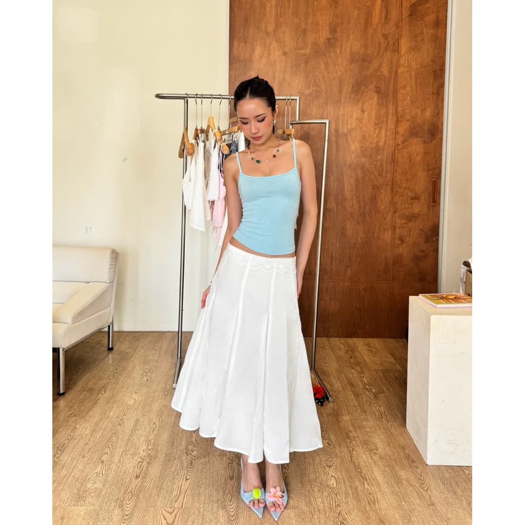 Benabaker Lora Skirt กระโปรงยาวแต่งขอบลูกไม้ มีซับใน ผ้าหนาอย่างดี รูปที่ 5