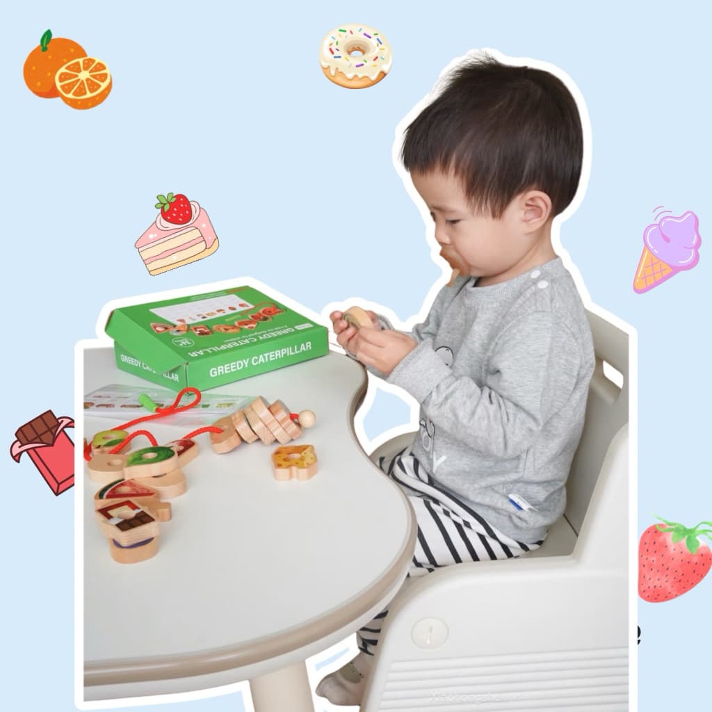 ของเล่นไม้หนอนร้อยเชือก จากไทย Montessori ฝึกสมาธิ ฝึกสมอง เสริมกล้ามเนื้อมัดเล็ก เสริมทักษะ รูปที่ 2