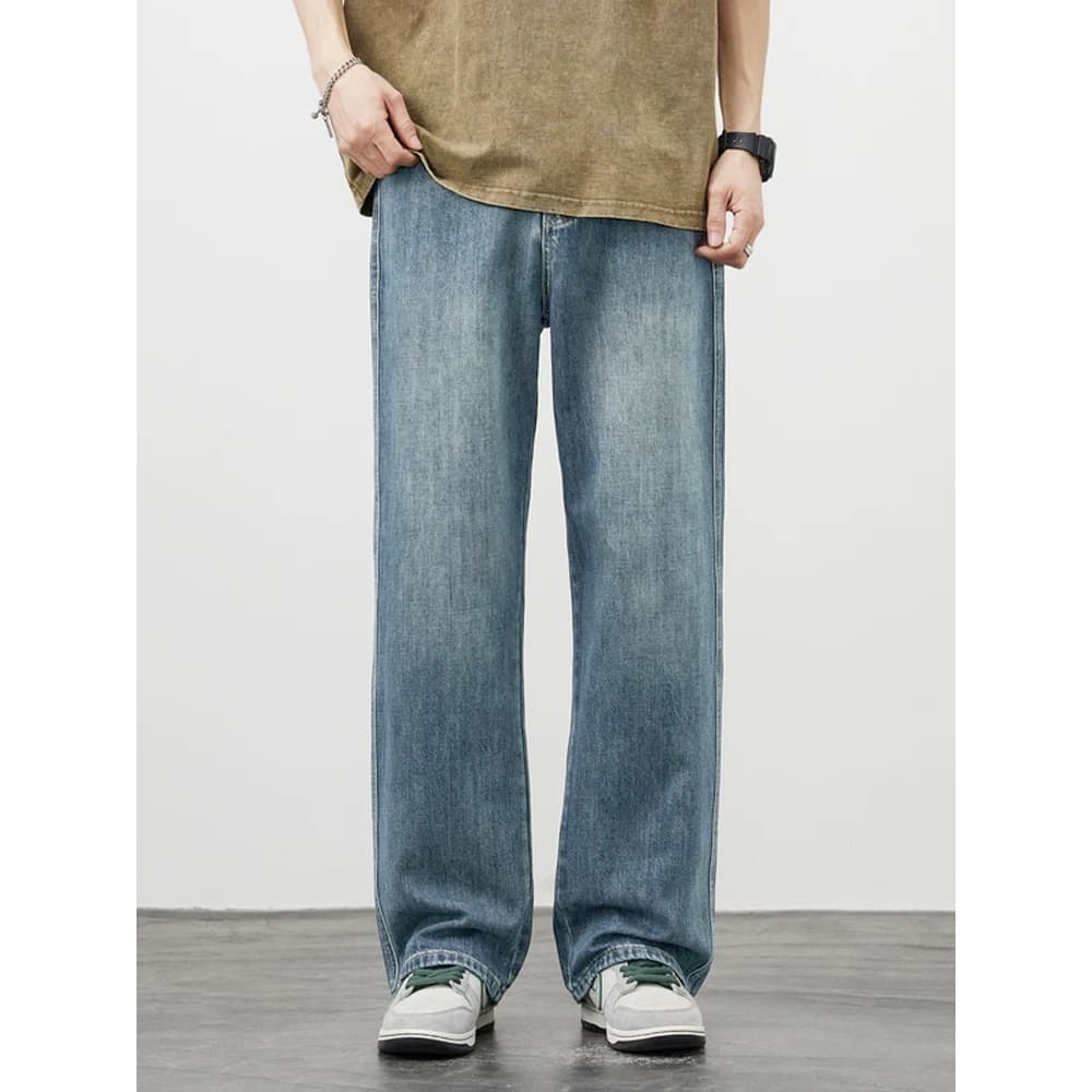 B&R สไตล์อเมริกันแนววินเทจ กางเกงยีนส์ Jeans สไตล์สตรีท การออกแบบกระเป๋า ความรู้สึกของรายละเอียด ระบายอากาศได้ดีใส่สบาย รูปที่ 4