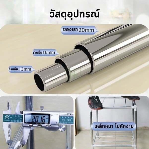 SPACEMADERตู้เสื้อผ้า ตู้เสื้อผ้ามัลติฟังก์ชั่น โครงสร้างเหล็กทั้งตัว รับน้ำหนักได้ 150kg โครงเหล็กอัลลอยหนา รูปที่ 3