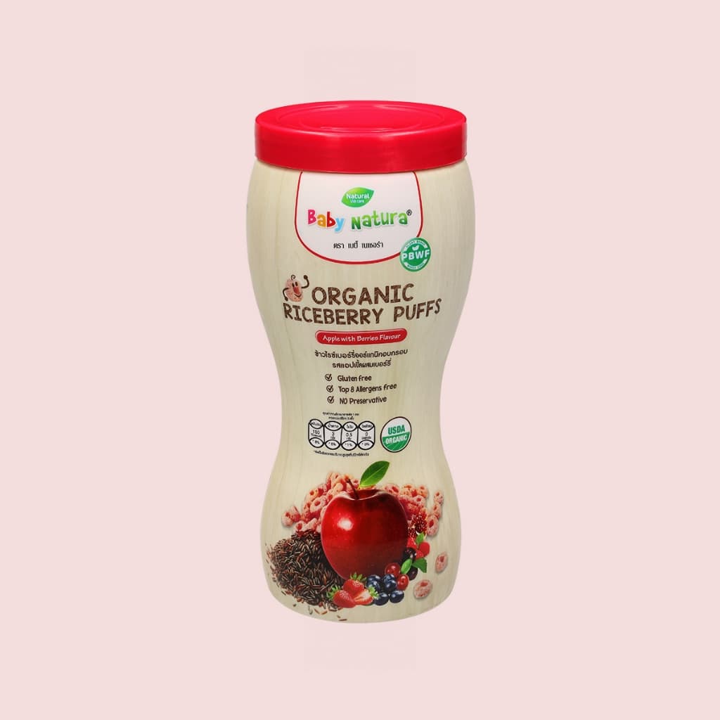 Baby Natura ข้าวไรซ์เบอร์รีออร์แกนิกอบกรอบ รสแอปเปิ้ลผสมเบอร์รี่40กรัม -แอปเปิ้ล รูปที่ 5