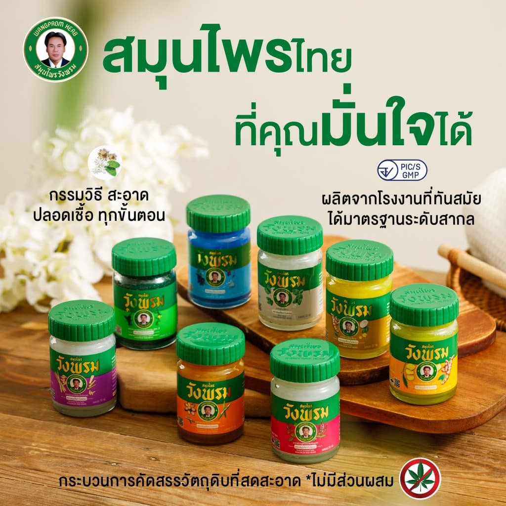 Wangpromherb สมุนไพรวังพรม ยาหม่องผสมเสลดพังพอน สูตร2 ขนาด 20 กรัม รูปที่ 9
