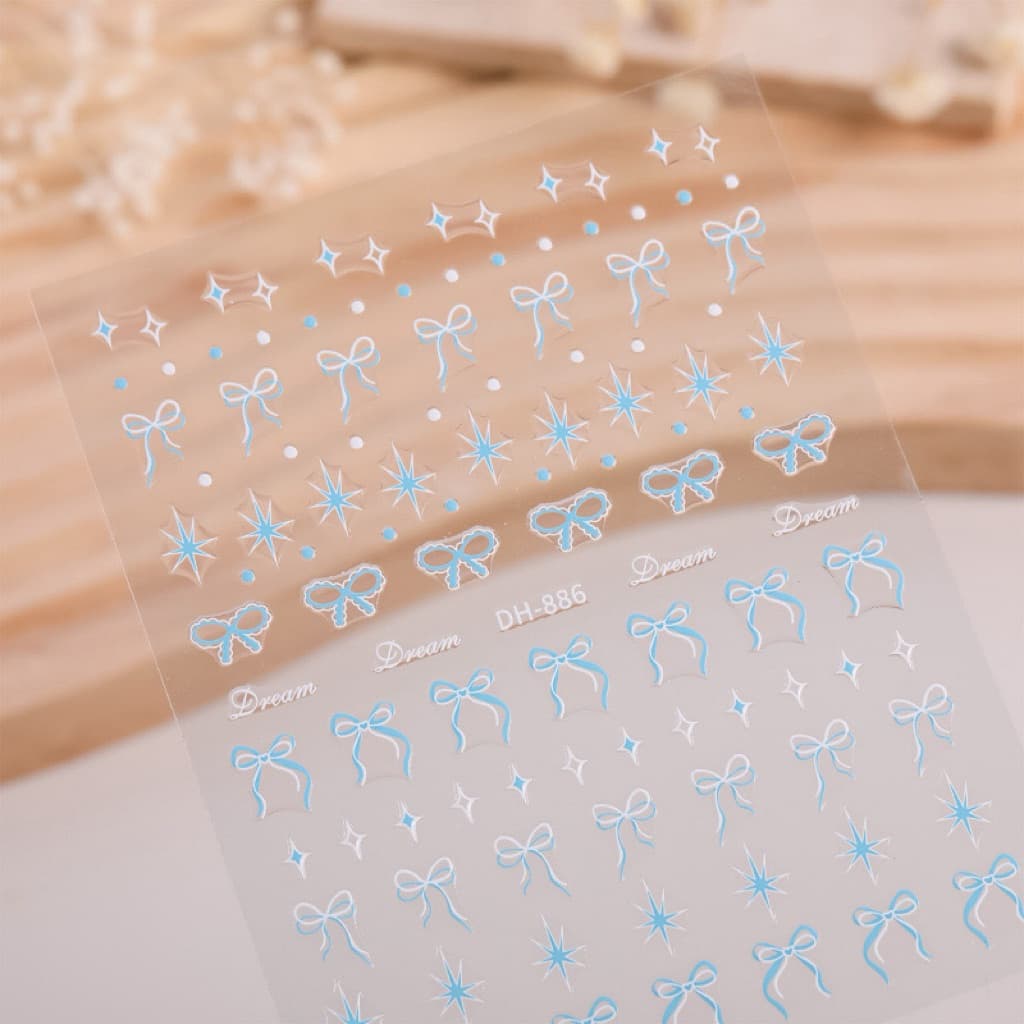 สติกเกอร์ติดเล็บ ลายโบว์แสนสวย มี3สีให้เลือก แบบ 3D แผ่นละ 9 บาท รูปที่ 2