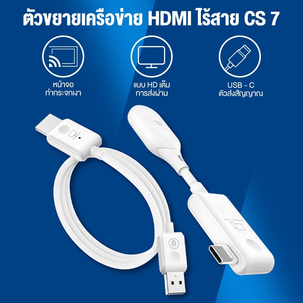 NEXSIP อุปกรณ์แชร์หน้าจอไร้สาย CS7 ไร้สาย Type-C HD 1080P สําหรับ TV Stick มอนิเตอร์ โปรเจคเตอร์ PC HDMI รูปที่ 2