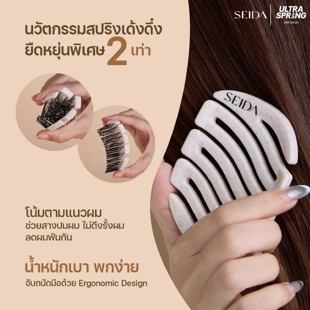 เซดะ หวีจิ๋วเด้งดึ๋ง พกพาง่าย ไม่ดึงรั้งเส้นผม | Seida Ultra Spring Hair Brush รูปที่ 1