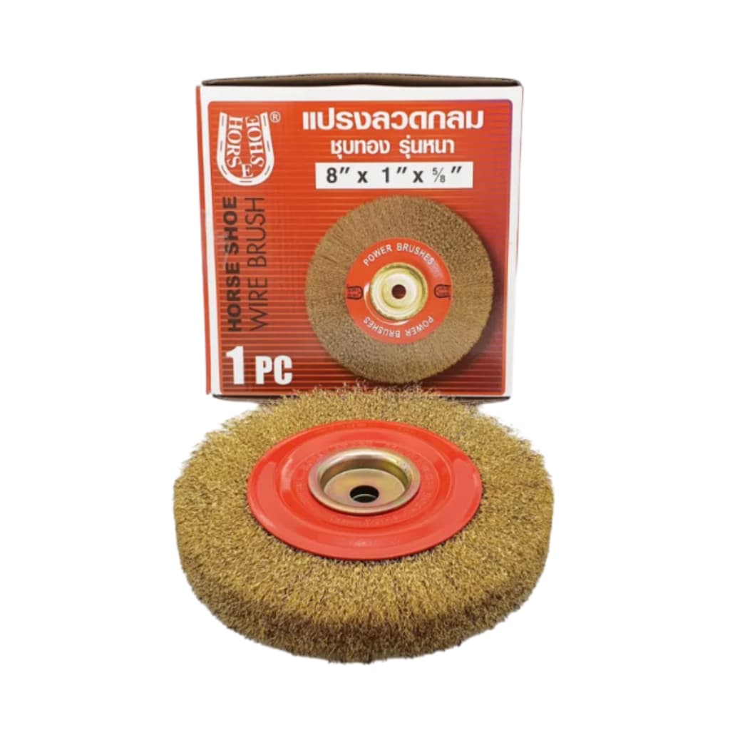 แปรงลวดกลม ชุบทอง อย่างหนา Horse Shoe ลูกขัดแปรงลวดทองเหลือง แปรงลวดขัดสนิม รูปที่ 2