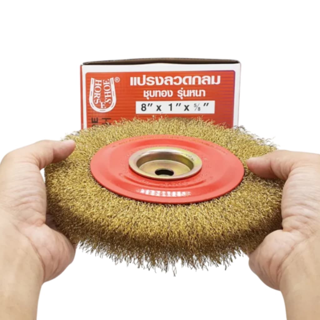 แปรงลวดกลม ชุบทอง อย่างหนา Horse Shoe ลูกขัดแปรงลวดทองเหลือง แปรงลวดขัดสนิม รูปที่ 3