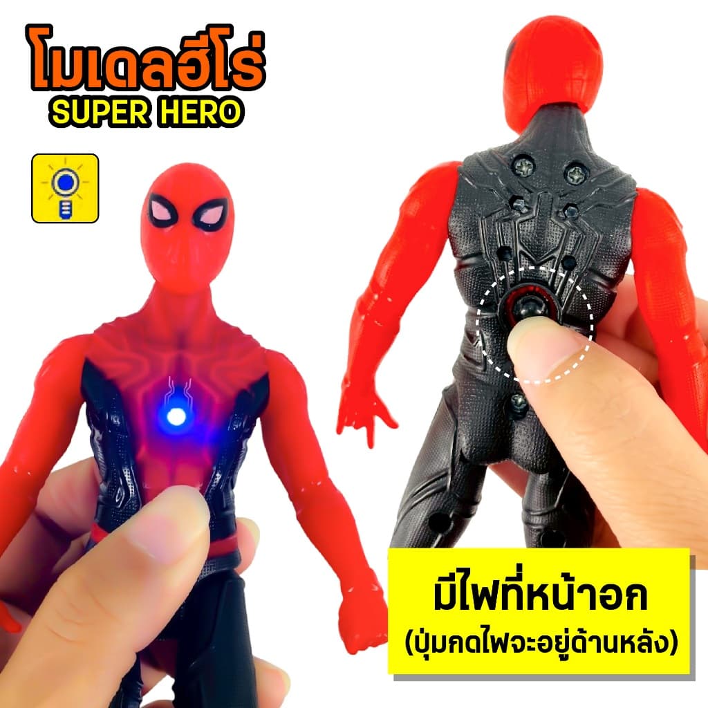 หุ่นฮีโร่ หุ่นอเวนเจอร์ AvengersModel สูง17.5ซม สไปเดอร์แมน กัปตัน ฮัค ไอร่อนแมน ธานอส แบล็คแพนเตอร์ มีไฟ ปรับท่าได้ รูปที่ 3