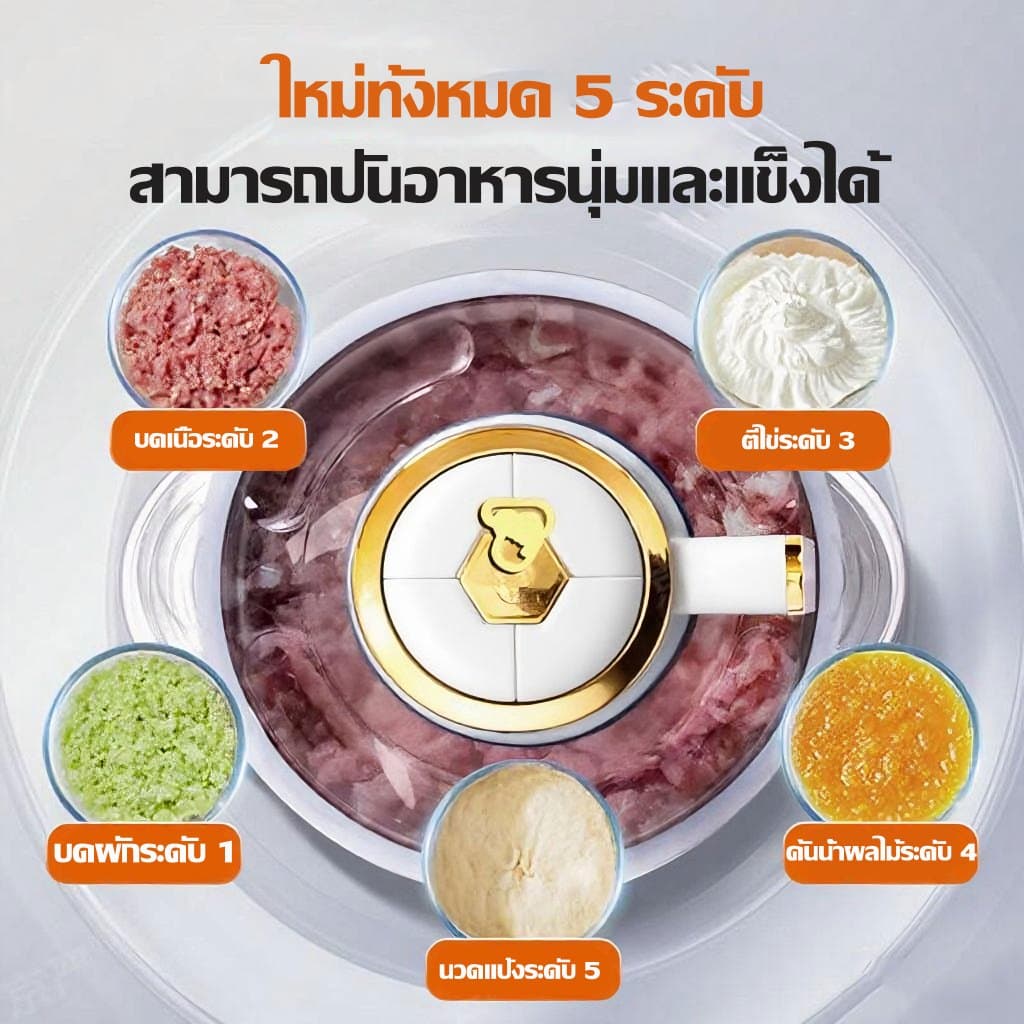 รับประกัน10ปีเครื่องบดเนื้อ 5L 3500W ปรับได้5เกียร์ 4ใบมีด ทำสะอาดง่าย ครื่องบดเนื้อ เครื่องบดเนื้อไฟฟ้า เครื่องบดหมู รูปที่ 2