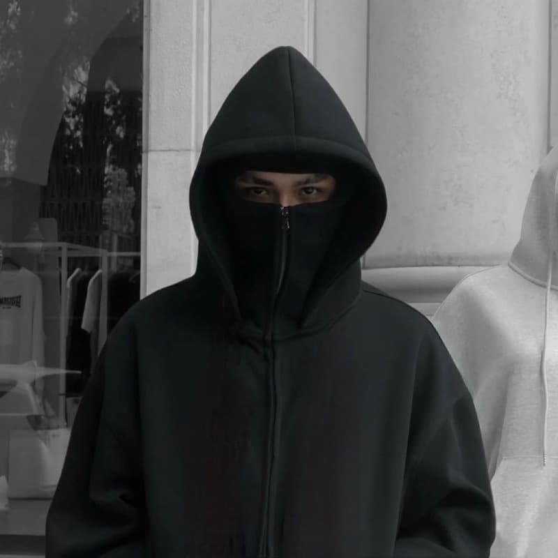 เสื้อฮู้ดนินจาZip Hoodie with 2 Balaclava Face Covers, Unisex Hoodie in non-Ruffled กันหนาวและป้องกันแสงแดด รูปที่ 6