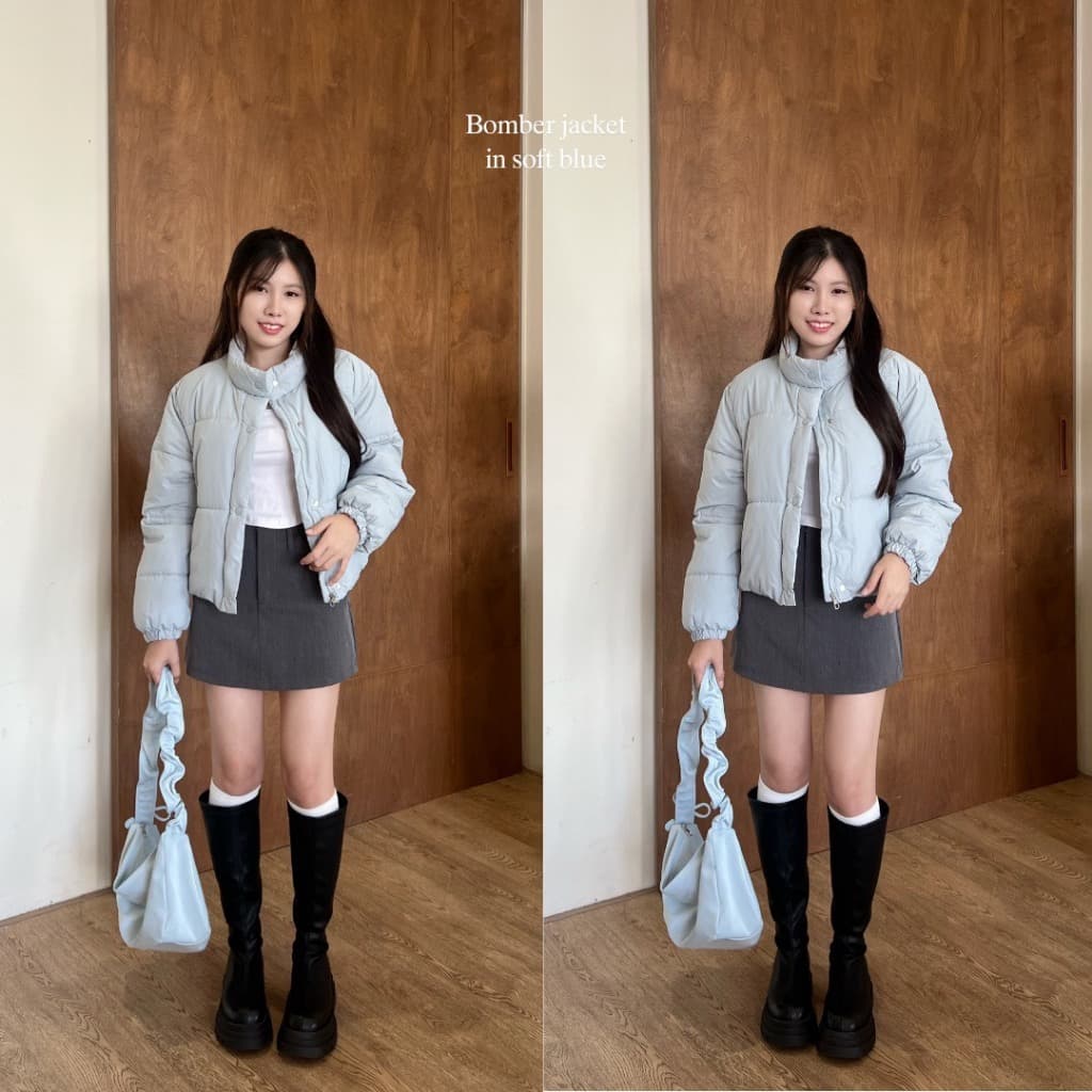 Beberlin เสื้อโค้ทบุนวมกันหนาวแบบครอปสั้น ทรงหลวม รุ่น Bomber jacket / No : 1013 รูปที่ 9