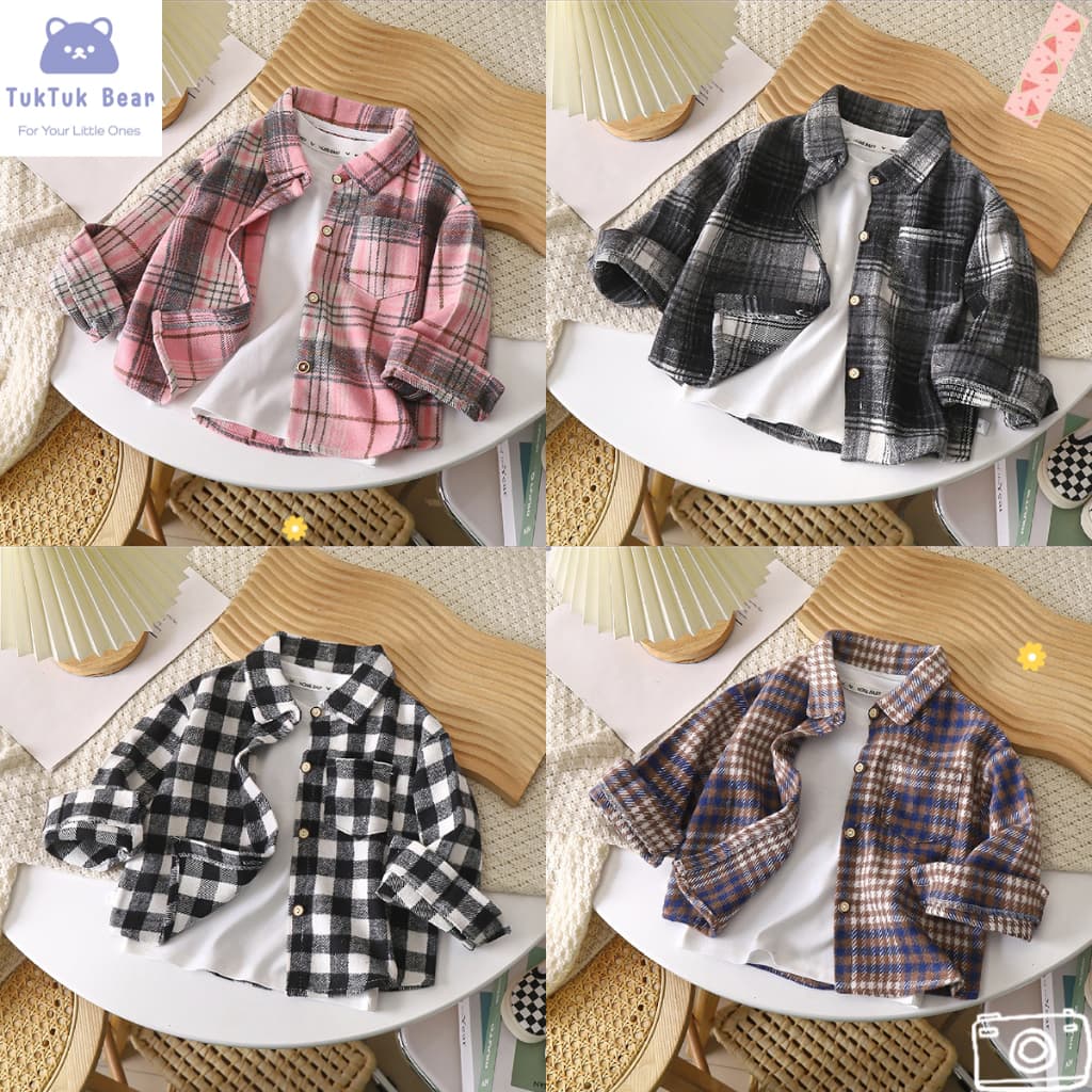 เสื้อแขนยาวเด็ก เสื้อเชิ้ตเด็ก ลายสก๊อต กันหนาว สไตล์แฟชั่น รูปที่ 1