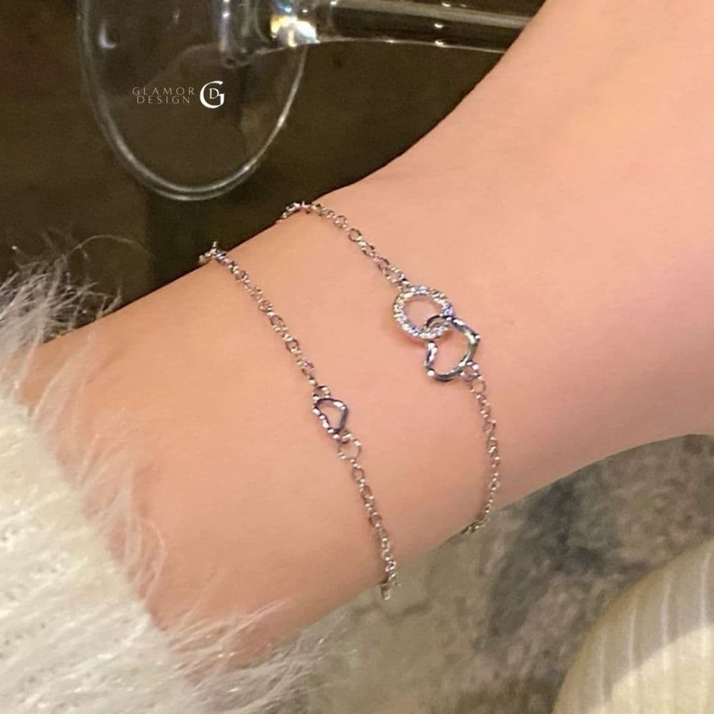 GLAMORกำไลข้อมือเงินแท้ Love-Loop สร้อยข้อมือเชื่อมโยงความรัก กำไลผู้หญิงสไตล์เกาหลี กำไลแฟชั่น รูปที่ 2