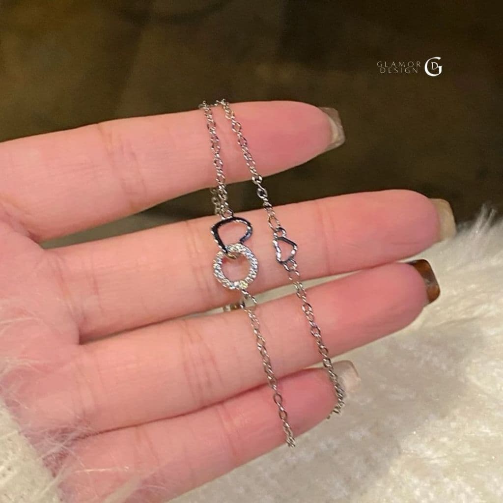 GLAMORกำไลข้อมือเงินแท้ Love-Loop สร้อยข้อมือเชื่อมโยงความรัก กำไลผู้หญิงสไตล์เกาหลี กำไลแฟชั่น รูปที่ 3