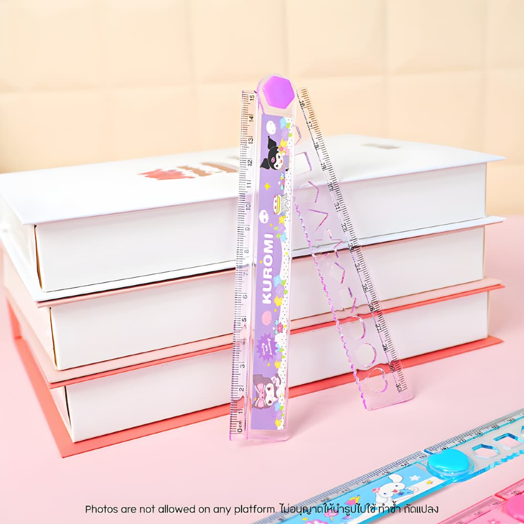 ไม้บรรทัดพับได้ Sanrio Foldable ruler ลาย Kuromi My Melody Cinnamoroll ไม้บรรทัดวาดรูป อุปกรณ์การเรียนเครื่องเขียนน่ารัก รูปที่ 2