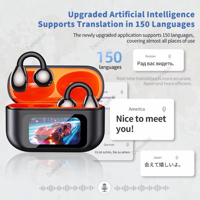 หูฟังบลูทูธไร้สาย ANC ตัดเสียงรบกวน Bluetooth 6.0 หน้าจอสัมผัส AI รองรับ150ภาษา สวมใส่เหมาะออกกำลังกายทุกสไตล์ รูปที่ 2