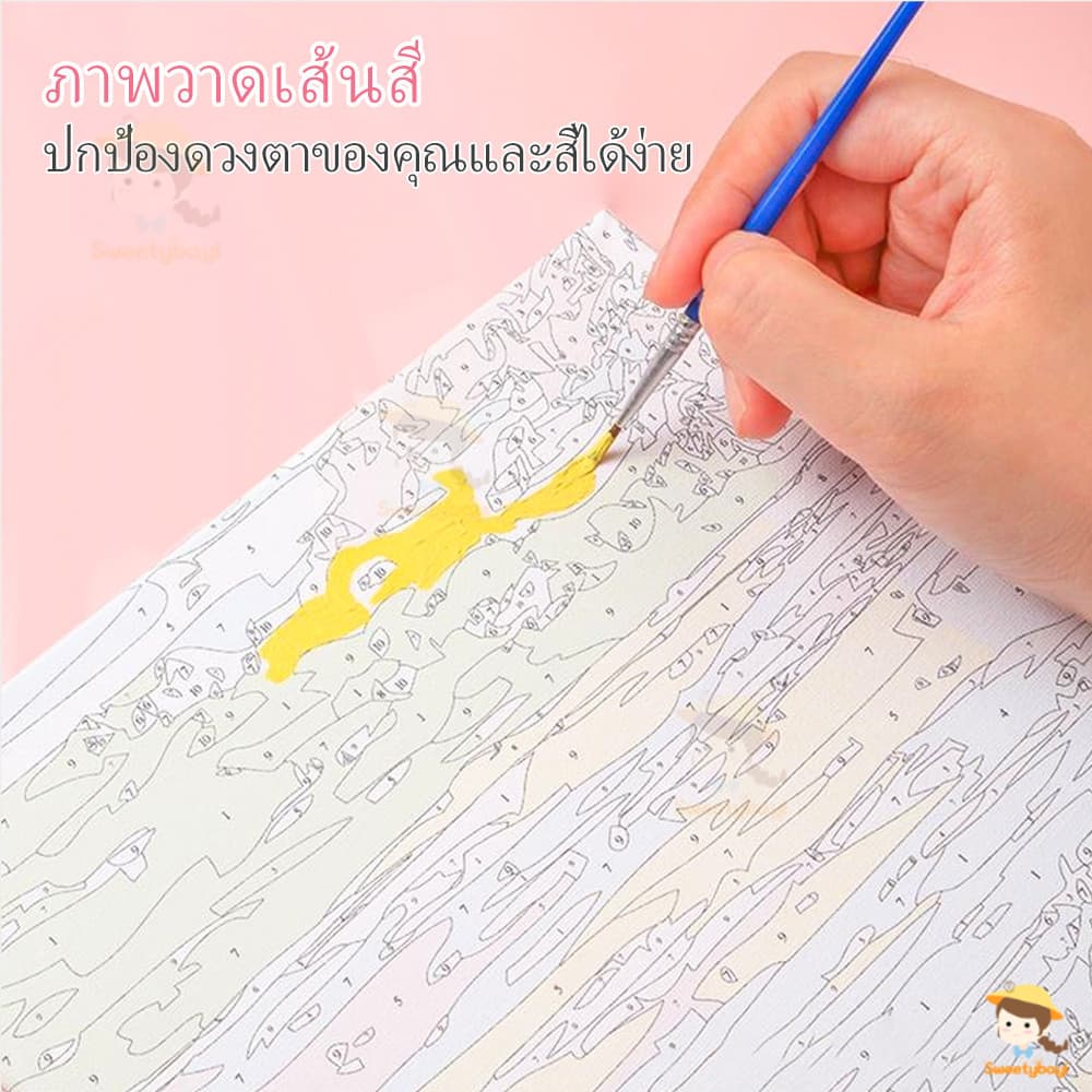SWEETYBAYI ระบายสีตามตัวเลข DIY ภาพวาดสีน้ำมันดิจิตอลใส่กรอบ ฝึกสมาธิ ของเล่นวาดภาพ กระตุ้นจินตนาการ ระบายสีตามเลข รูปที่ 2