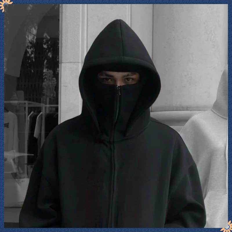 CODเสื้อฮู้ดนินจาHoodie with 2 Balaclava Face Covers, Unisex Hoodie in Non-Ruffled กันหนาวและป้องกันแสงแดด เสื้อฮู้ด รูปที่ 5