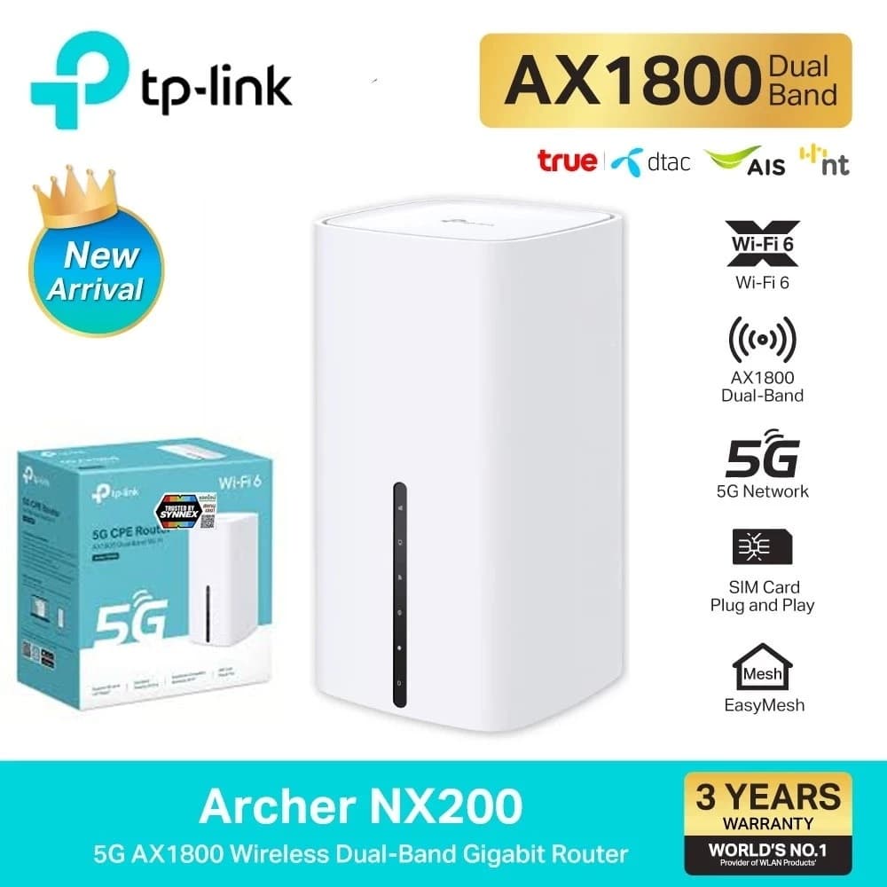ขายดีมากเร้าเตอร์ใส่ซิม 5GTP-LINK 5G AX1800 Wireless Dual-Band Wi-Fi 6 Gigabit Router รูปที่ 1