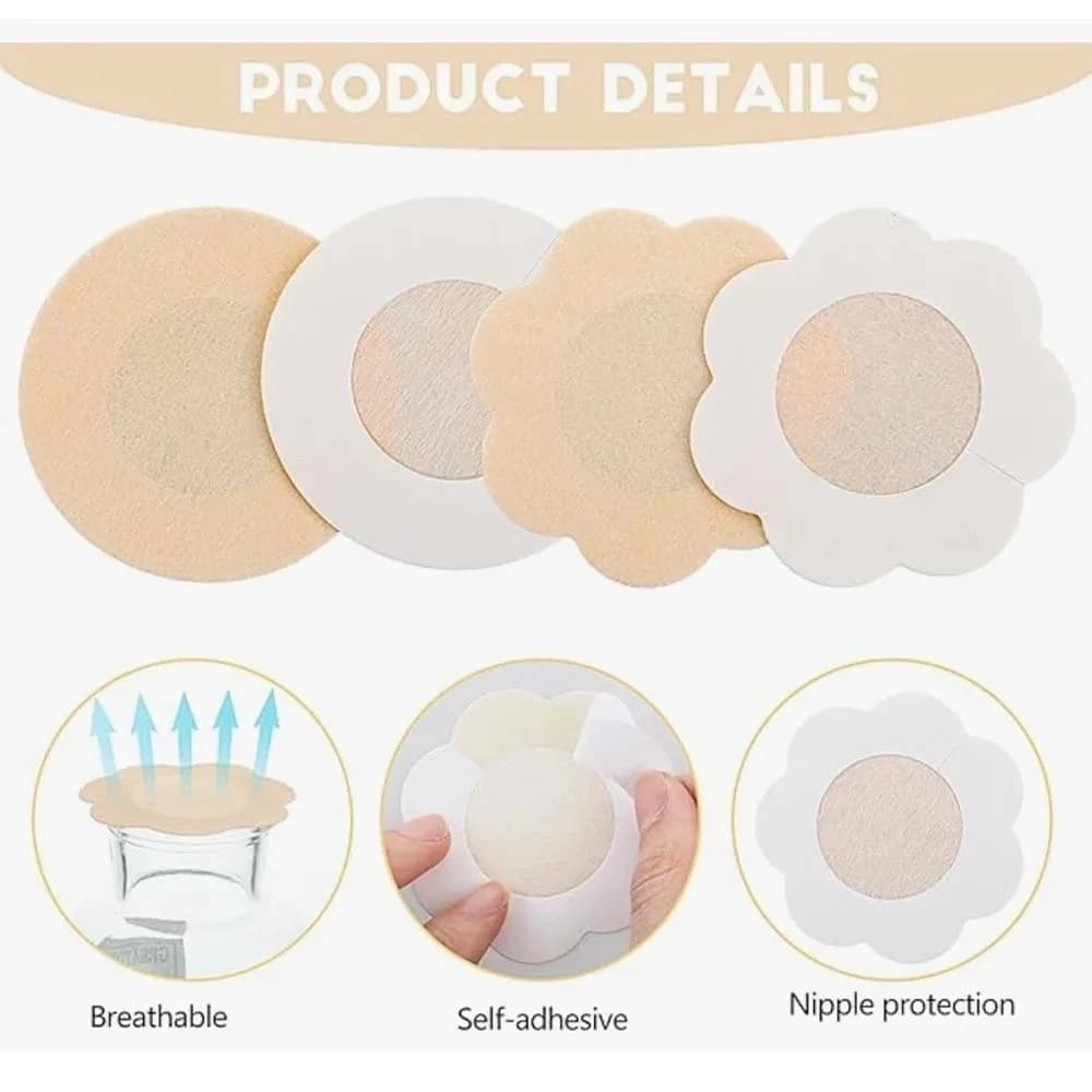 100 ชิ้นสติกเกอร์หัวนมทิ้งที่มองไม่เห็นสติกเกอร์หน้าอกไม่ทอ Bra Breast Patch Bra - less Pasties Pad ฝาครอบหัวนมสติกเกอร์ รูปที่ 4
