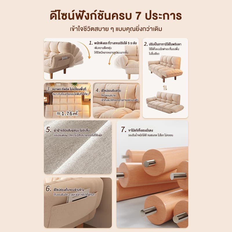 REX โซฟาบีนแบ็กพับได้ โซฟาที่ต้องมีสำหรับอพาร์ทเมนต์ขนาดเล็ก เหมาะสำหรับการนั่งเล่นหรือพักผ่อน รูปที่ 2