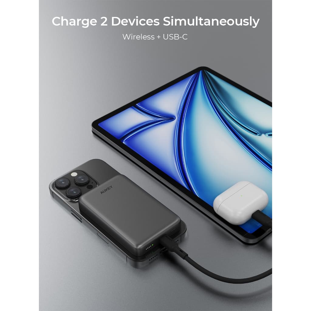 AUKEY PB-MS08 10000mAh Qi2 Magnetic พาวเวอร์แบงค์ไร้สาย Power Bank Ultra-Slim รูปที่ 5