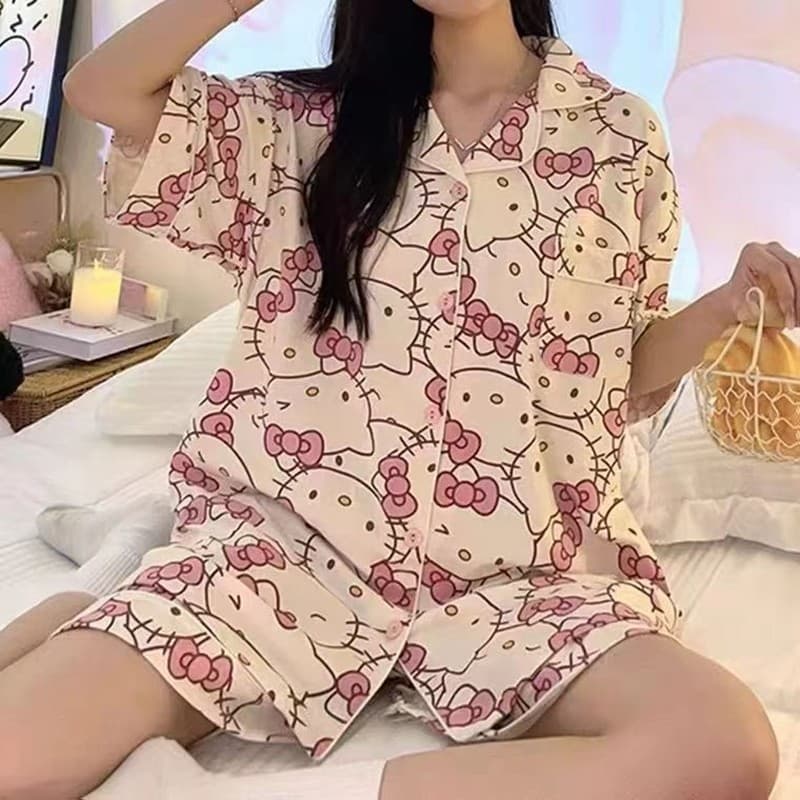 H-apparel shop ชุดนอนผู้หญิงลายการ์ตูนน่ารัก มีปก ประกอบด้วยเสื้อแขนสั้นและกางเกงนอน คุณภาพดี สวมใส่สบาย โปรโมชั่นพิเศษ รูปที่ 6