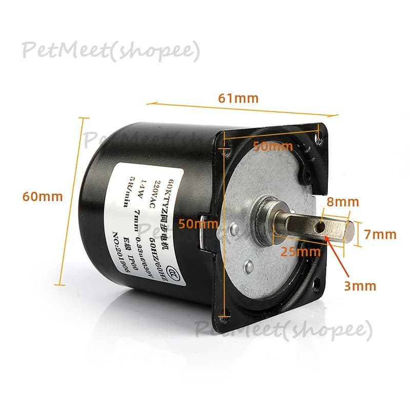 ถูกมอเตอร์60ktyz มอเตอร์แม่เหล็กถาวร 2.5/5/10/15รอบ มอเตอร์ไฟฟ้า 220v มอเตอร์เกียร์ มอเตอร์รอบต่ำ มอเตอร์ซิงโคร รูปที่ 5