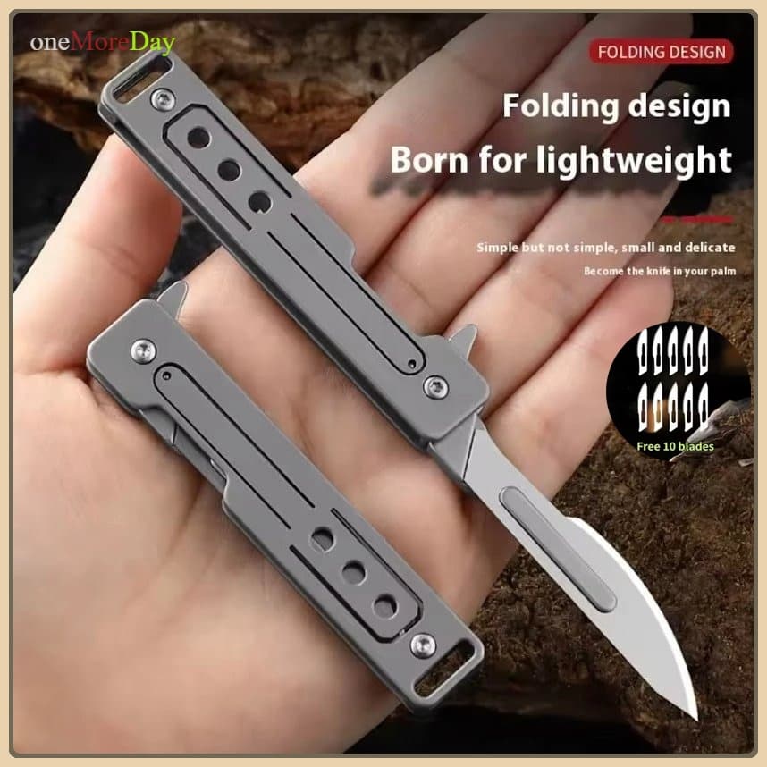T37 Titanium Alloy Art แบบพกพา มีดพับใบมีด Sharp Express มีดขนาดเล็กพวงกุญแจอเนกประสงค์กลางแจ้ง Mini มีด รูปที่ 1