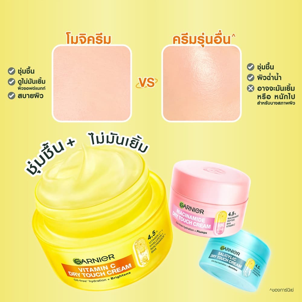 Garnier Mochi Dry Touch Cream ครีมโมจิ บำรุงผิวหน้า เนียนนุ่ม เด้ง ชุ่มชื้น 50 ML. รูปที่ 4