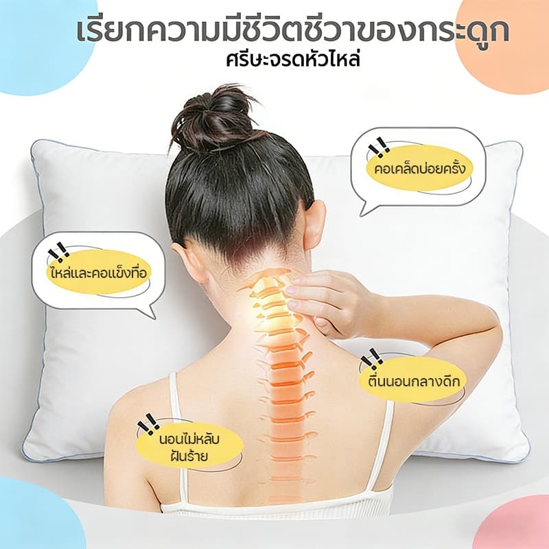 หมอน หมอนสุขภาพ หมอนครัวเรือน หมอนหนุนใบใหญ่ เสริมคอ ทนกันไรฝุ่นนอนสบาย หมอนนอน หมอนนุ่ม รูปที่ 5